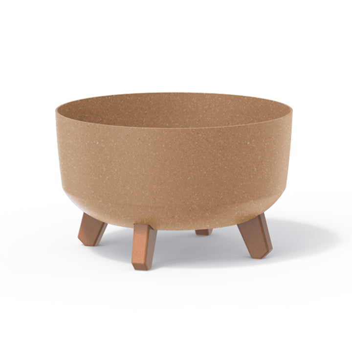 Low Eco Wood Flower Pot with Removable Legs Including Insert for Indoor and Outdoor Use Planter Round Plastic UV-resistant 285mm, ECO Naturo