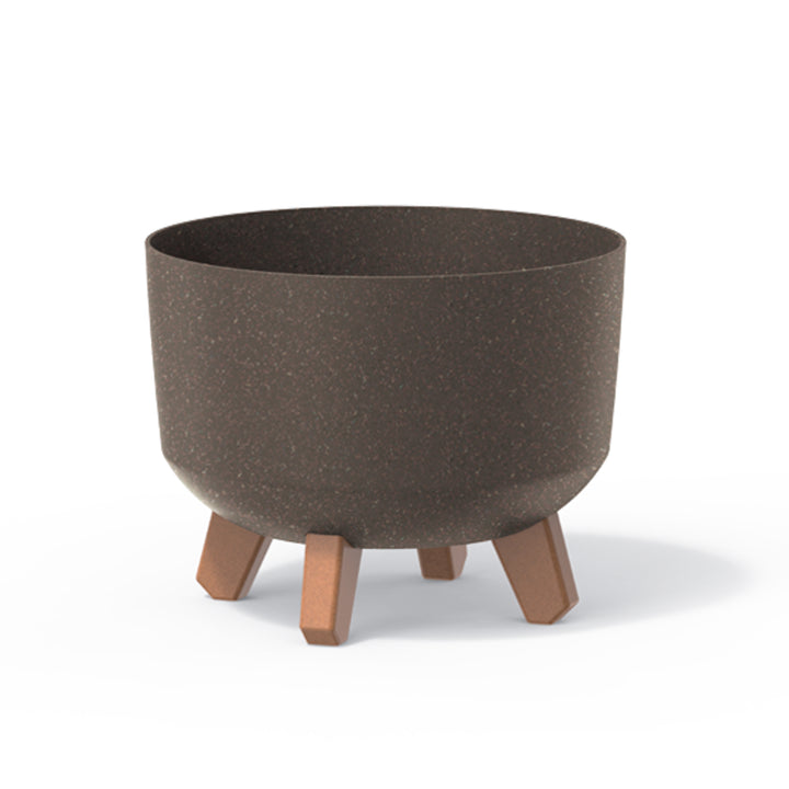 Gracia Standard Eco Wood Flowerpot with Removable Legs Including Insert for Indoor and Outdoor Use Planter Round Plastic UV-resistant 238mm Coffee