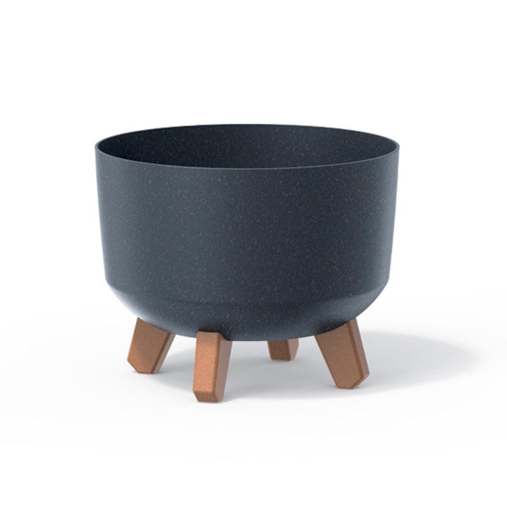 Gracia Standard Eco Wood Flowerpot with Removable Legs Including Insert for Indoor and Outdoor Use Planter Round Plastic UV-resistant 238mm Anthracite