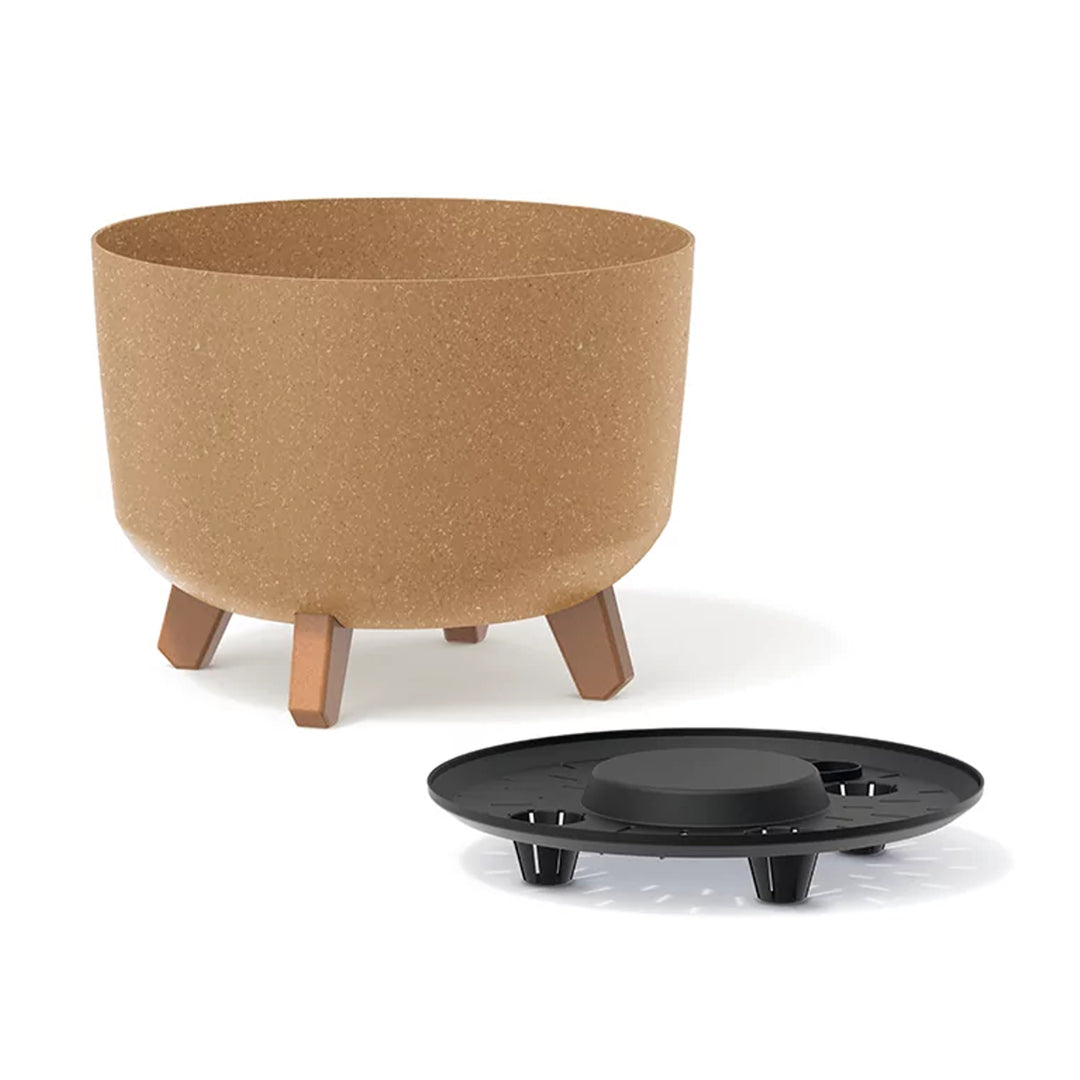 Gracia Standard Eco Wood Flowerpot con patas removibles incluyendo inserto para uso en interiores y al aire libre Planter Round Plastic UV-resistente a los rayos UV 390mm ECO Naturo