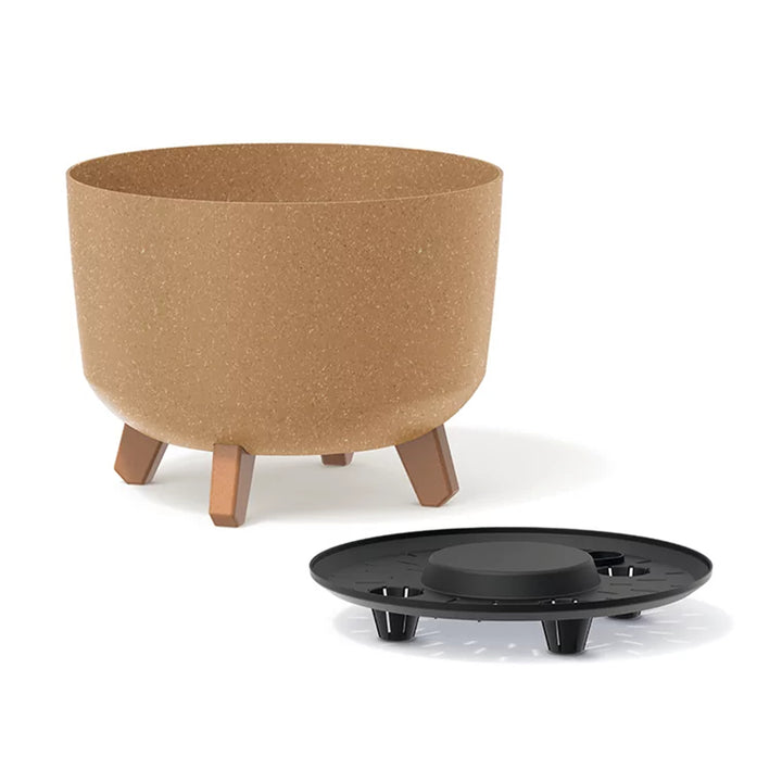 Gracia Standard Eco Wood Flowerpot con patas removibles incluyendo inserto para uso en interiores y al aire libre Planter Round Plastic UV-resistente a los rayos UV 390mm ECO Naturo