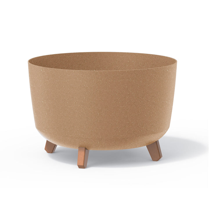 Gracia Standard Eco Wood Flowerpot con patas removibles incluyendo inserto para uso en interiores y al aire libre Planter Round Plastic UV-resistente a los rayos UV 390mm ECO Naturo