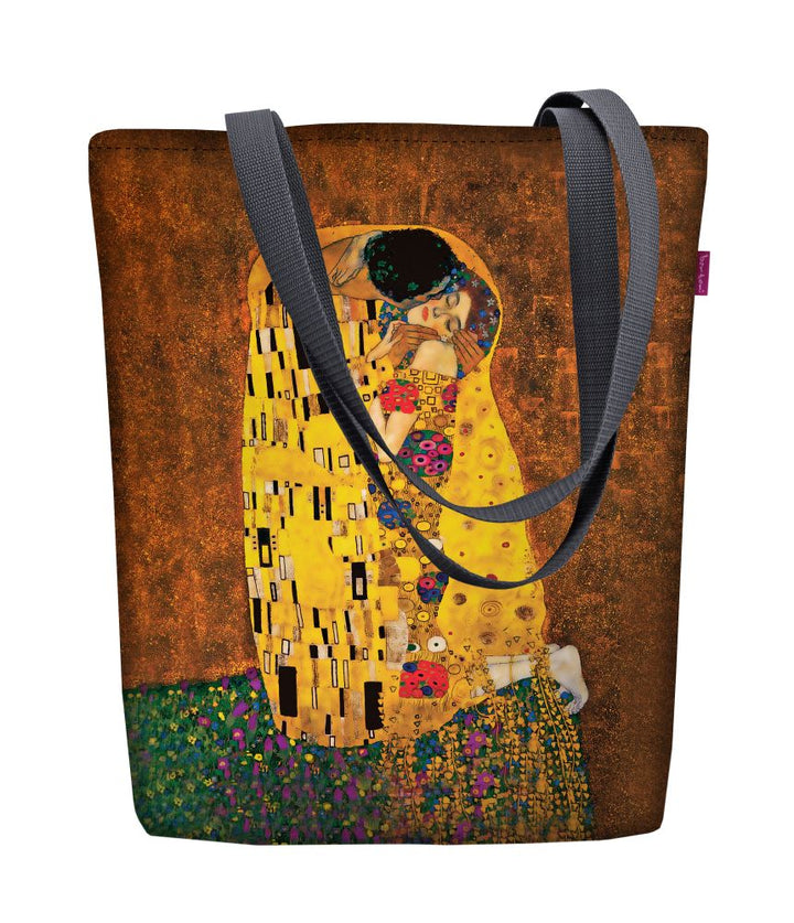 Sunny Schultertasche mit Reißverschlus Damen Shopper 36x40 cm (passend für A4) Tragetasche Stofftasche Tasche mit Motiv Kuss