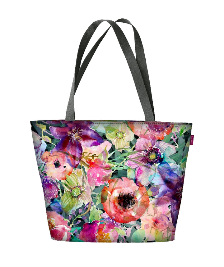 Holi shoulder bag with zipper ladies shopper Suitable for A4 tote bag bag with motif Flora