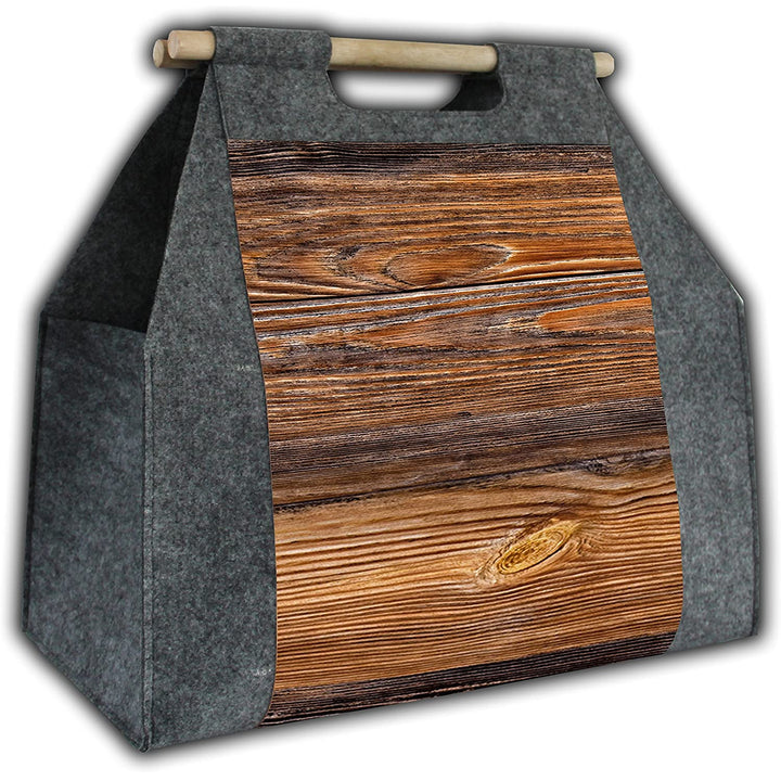 Kaminholztasche Holztasche rechteckig mit Tragegriff Holz