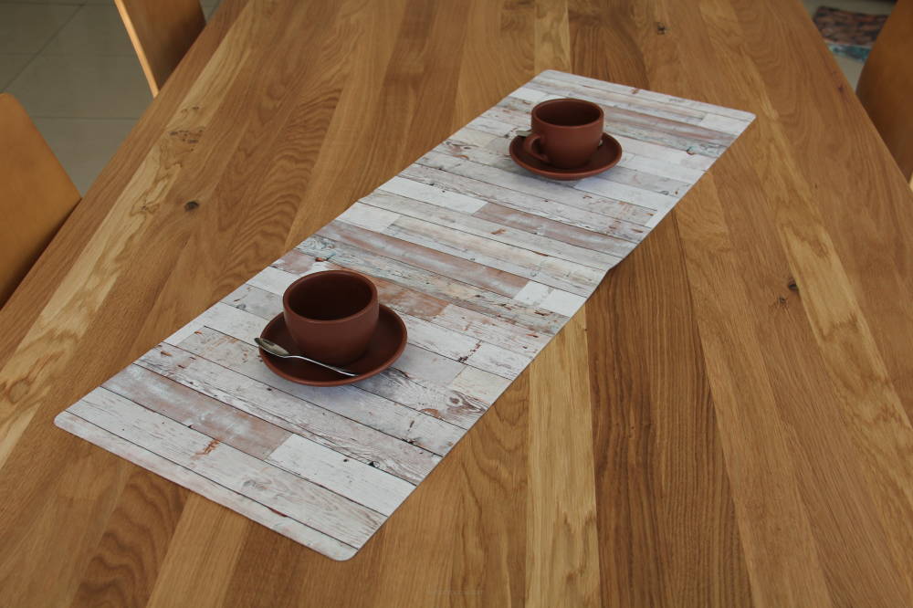 Camino de Mesa Cinta de Fieltro con Diseño Decoración de Mesa Fácil Cuidado 95 x 33 cm Ventige Blanco