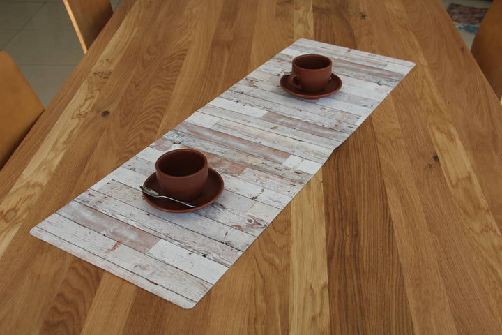 Table runner table ribbon felt tablecloth with pattern table decoration easy care 95 x 33 cm Ventige White