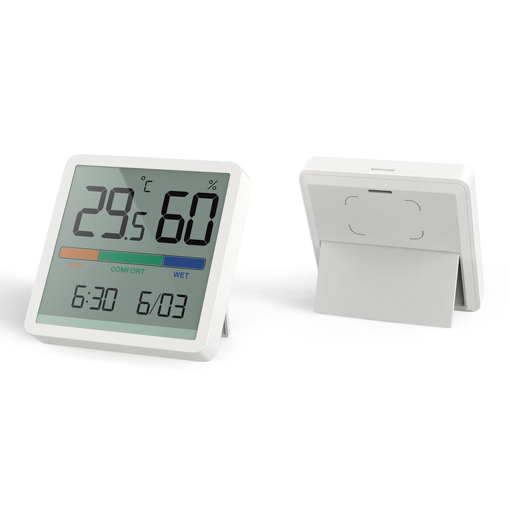 Thermometer Hygrometer mit Zeit- und Datumsanzeige, GreenBlue, CR2032-Batterie, Temperaturbereich -9,9 Grad C bis +60 Grad C.,GB380