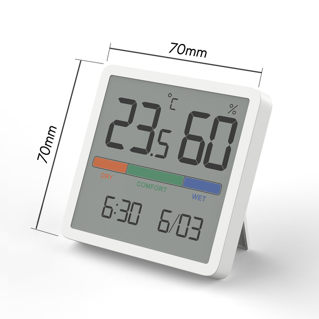 Weather Station Thermometer Hygrometer Clock Temperature Humidity LCD Portable Battery