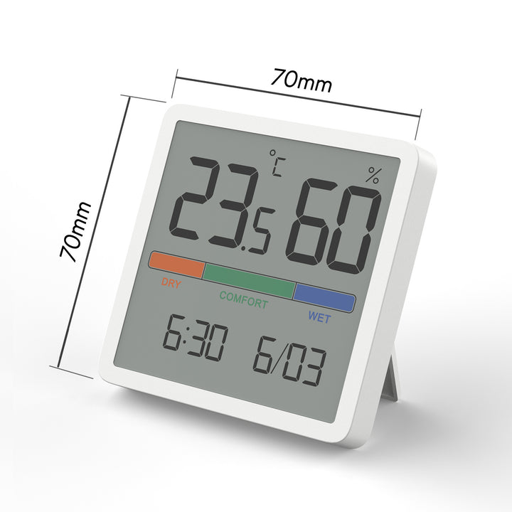 Termómetro/higrómetro con función de reloj y fecha, VerdeAzul, pila CR2032, rango de temperatura -9,9 grados C a +60 grados C.,GB380