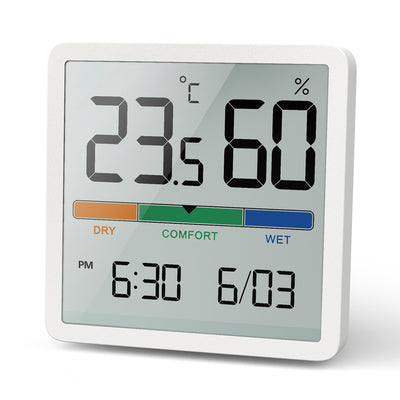Estación meteorológica termómetro higrómetro reloj temperatura humedad LCD batería portátil