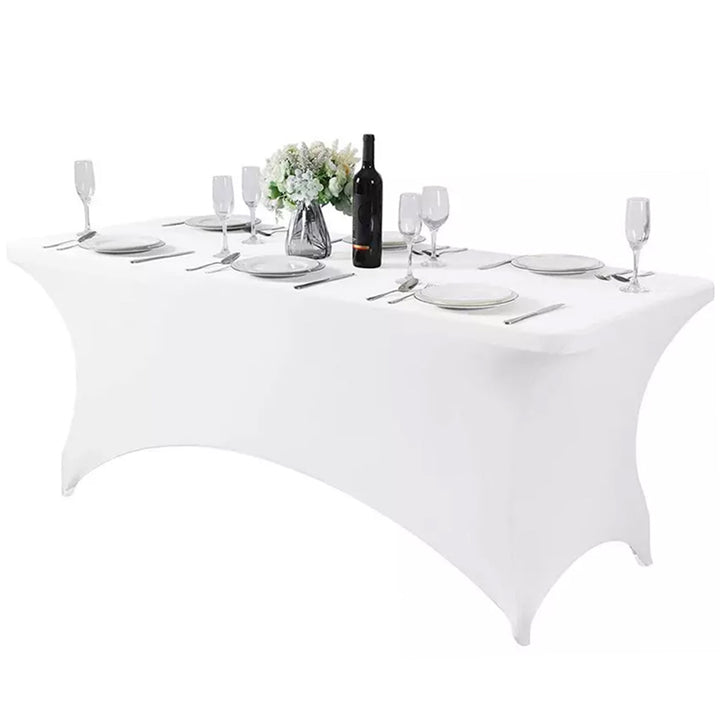 GreenBlue GB371 Elastic Tablecloth Catering Table Cover White, 180x75x74cm, Spandex