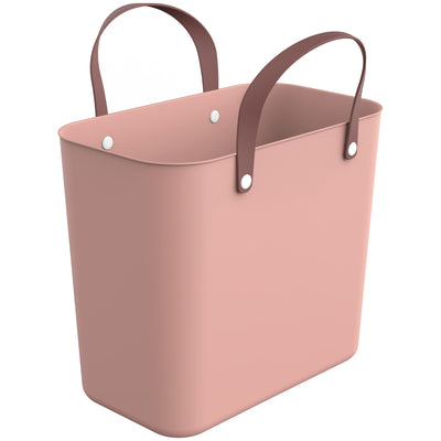 Rotho Albula Plastic Shopper Bag 25L-Panier de panier rose avec des mains en plastique recyde