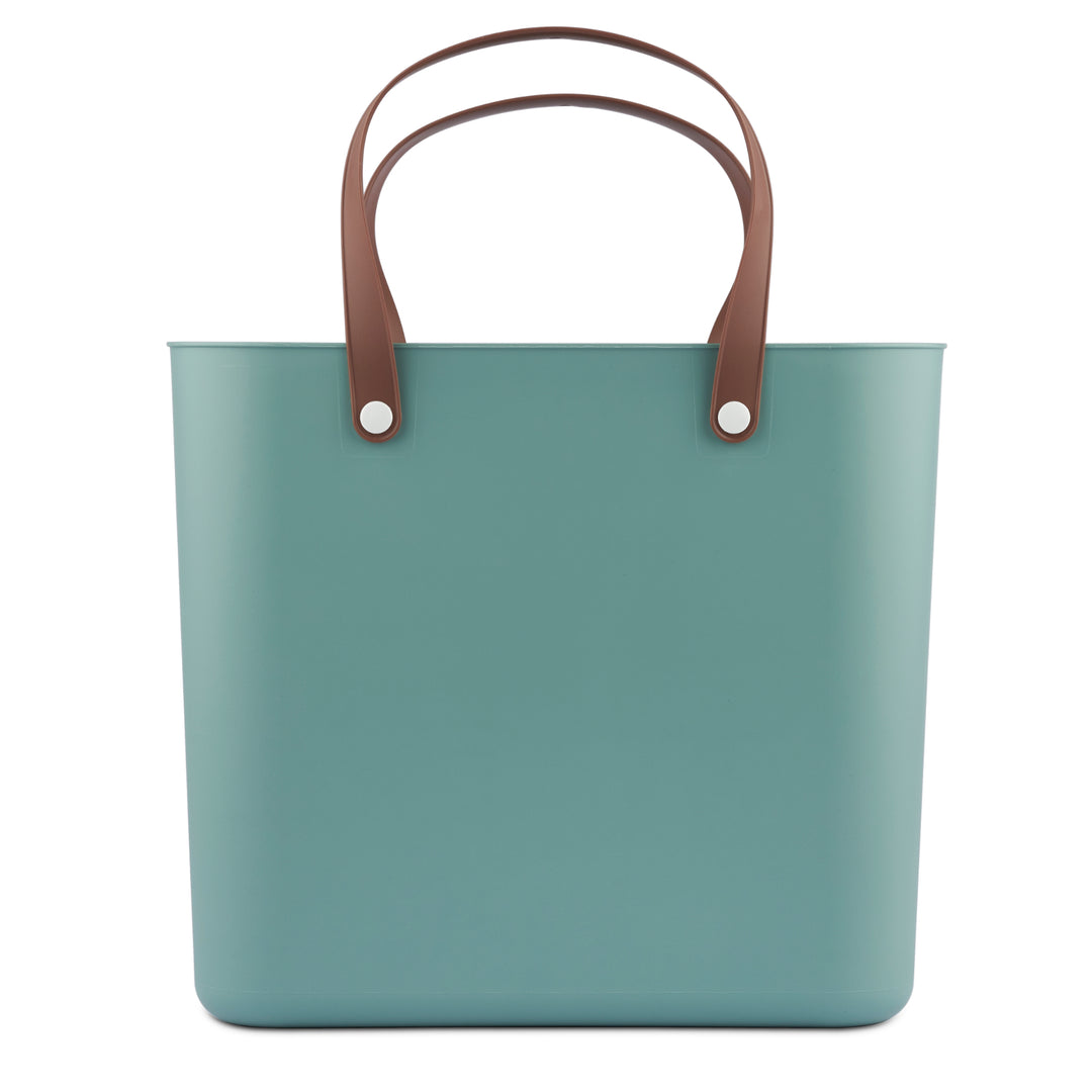 Rotho Albula Plastic Shopper Bag 25L - Green - Shopping Basket with Handles Made of Recycled Plastic ECO