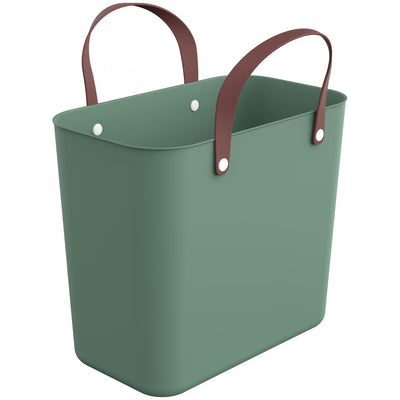 Rotho Albula Plastic Shopper Bag 25L-Green-Shopping Basket with Handles Made of Recycled Plastic ECO