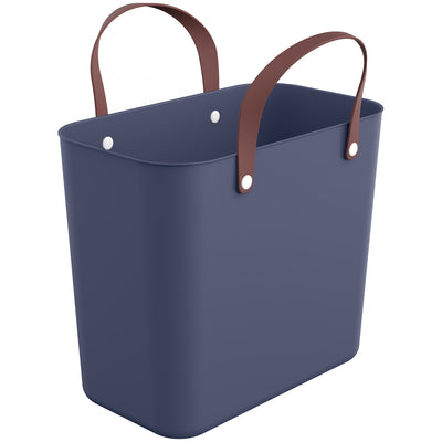 Rotho Albula Plastic Shopper Bag 25L – Marineblau – Einkaufskorb mit Griffen aus recyceltem Kunststoff ECO