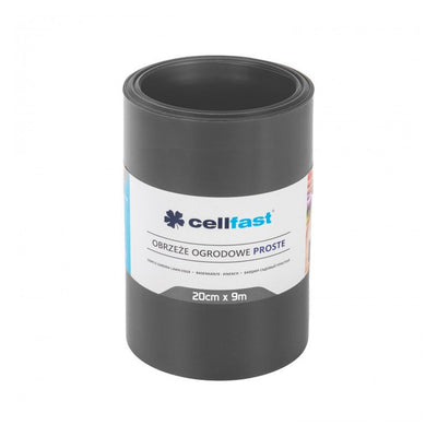 Cellfast Separador de Césped para Jardín Liso 14cm x 9m Impermeable Flexible Color Grafito Resistente a los UV
