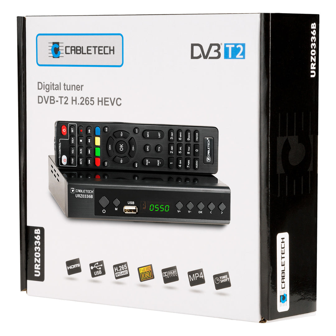 Cabletech DVB-T2/C HEVC H.265 tuner ideaal voor ontvangst van het nieuwe DVB-T2 signaal