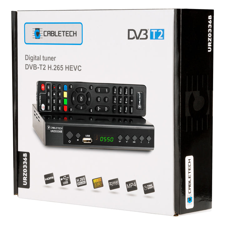 Cabletech DVB-T2/C HEVC H.265 Digitaler Terrestrischer TV-Decoder DVB-T2 mit Fernbedienung