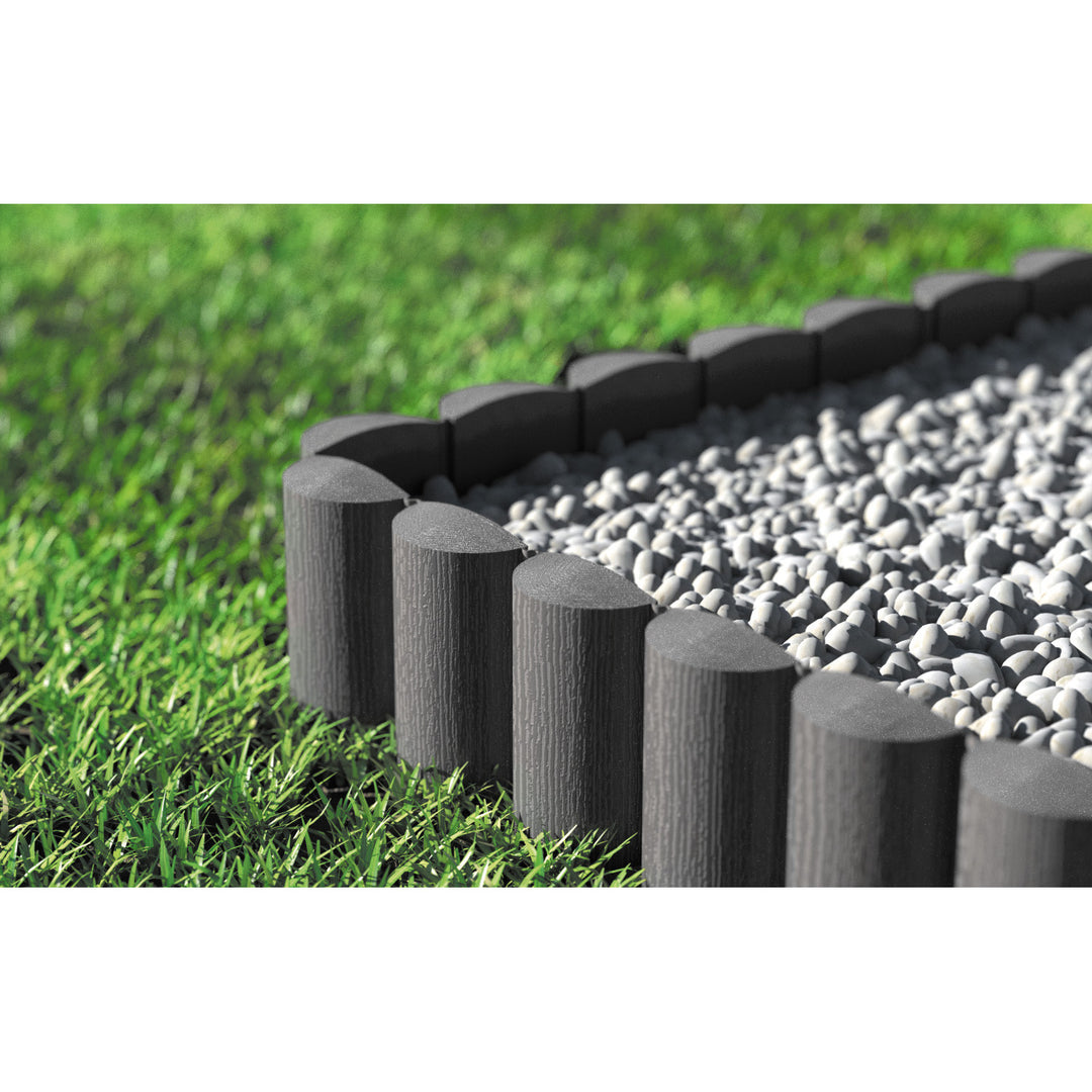 Cellfast Eco 4 Grey Bordo del prato da giardino 2,4 m Border Palisade Plastica Con struttura in legno Resistente al gelo Durevole, resistente alle intemperie