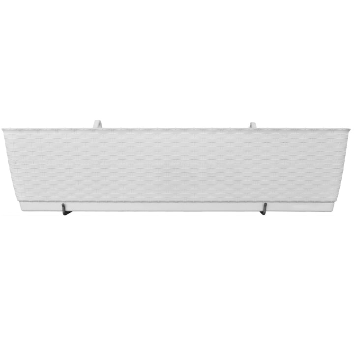 Ratolla Caja de balcón con caja de flores colgante Maceta con ganchos Plástico rectangular para interior y exterior (590x154x142mm, Blanco)