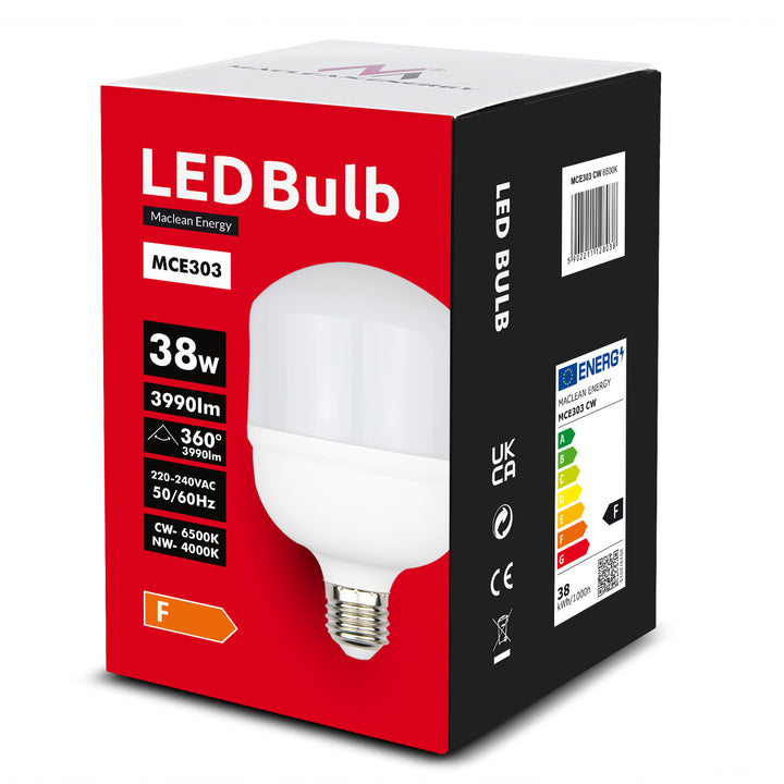 Bombilla LED Maclean, E27, 38 W, 220-240 V CA, blanco neutro, 4000 K, 3990 lm, MCE303 NW