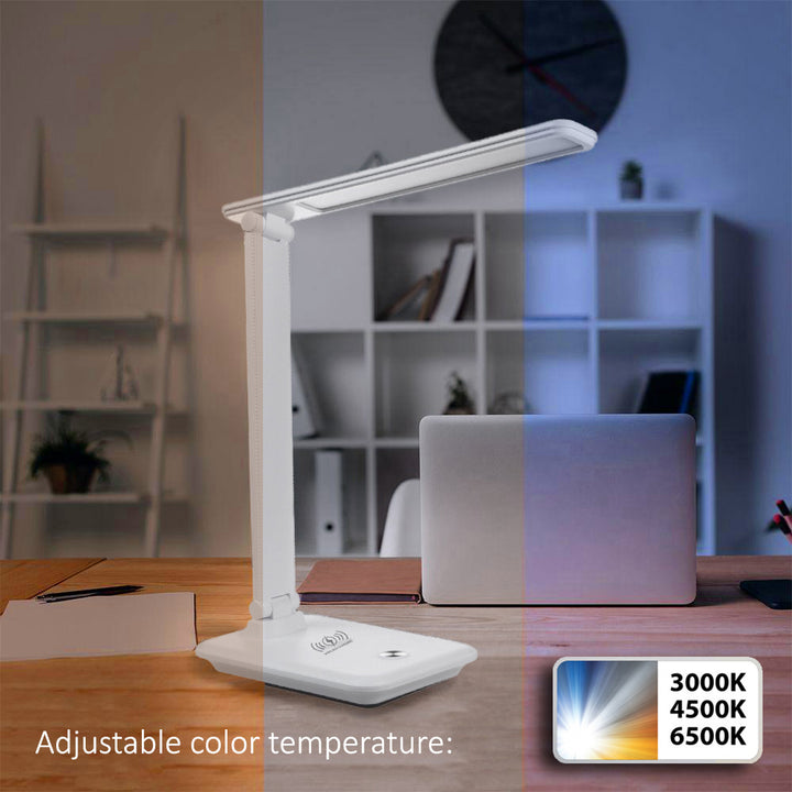 Lampe de bureau LED à intensité variable Lampe de bureau 9W avec chargeur Qi à induction