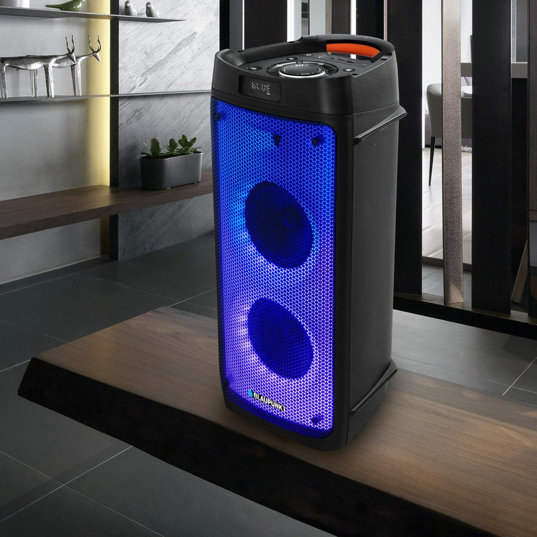 PartyBox draagbare Bluetooth-luidspreker met Karaoke-functie Gitaar-ingang TWS Radio AUX USB microSD Afstandsbediening Disco LED-verlichting