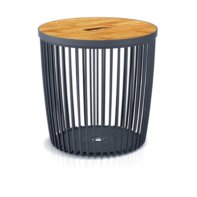 Mesa tipo cesta 2 en 1, mesa de bambú de madera con almacenamiento, 25L, para habitación y jardín