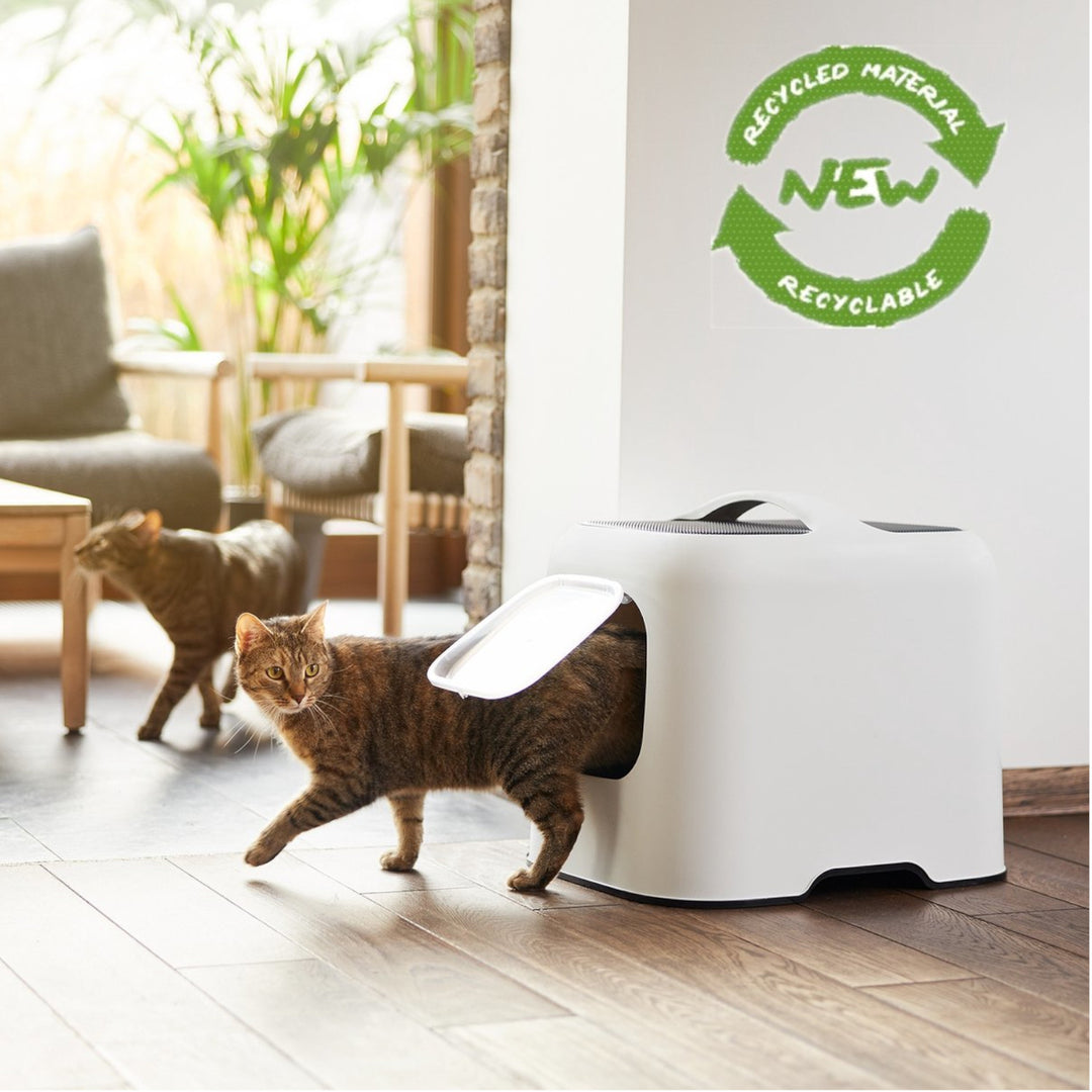 Rotho MyPet Biala Kattenbak met kap en schepje / Gemaakt van gerecycled plastic - Wit