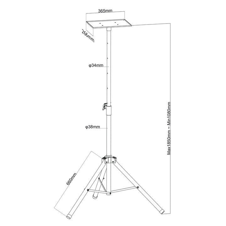 Portable Projector Stand Laptop Steel Tripod Height Adjustable Folding Office