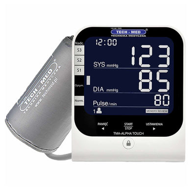 Tech-Med TMA-ALPHA TOUCH Monitor digital de presión arterial de brazo superior Elegante dispositivo médico de alta precisión Pantalla LCD