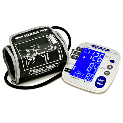 Elektronisches Blutdruckmessgerät, LCD-Display, 3G-MWI-Messtechnik, universelle Armmanschette
