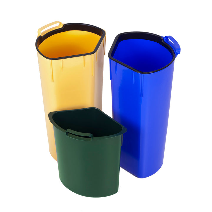 CURVER Waste Rubbish Can 40L Pedal Sorting Garbage Can Waste 3 Compartments Waste Separation System Inner Plastic Bucket