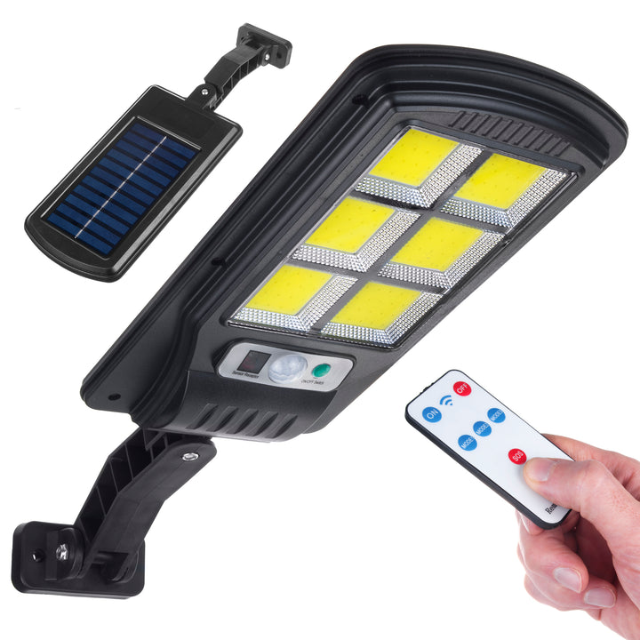 Maclean MCE446 Solar Straßenlampe mit Bewegungs- und Dämmerungssensor IP54 4W 400 Lumen 6500K  Fernbedienung Solarlampe  Außenwandleuchte Außenbeleuchtung Straßenlaterne 3 Beleuchtungsmodi