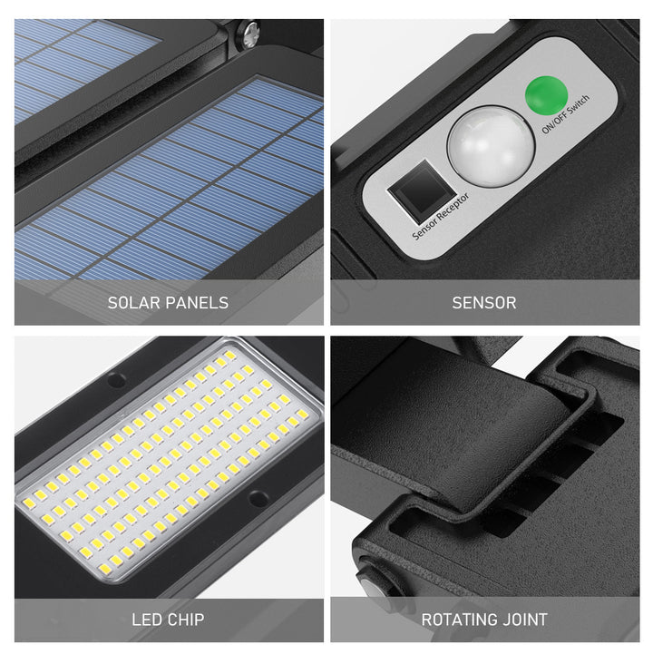 Farola LED solar con sensor de movimiento y mando a distancia Maclean IP54, 5W, 2x450lm, 6500K, Li-ion 2400 mAh, 3 modos de funcionamiento MCE447