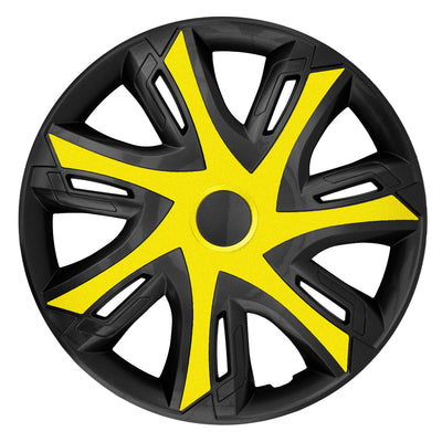 15 "Hubcaps Wheel Covers Trims Set Resistente alle intemperie Universale Giallo 4 PZ ABS