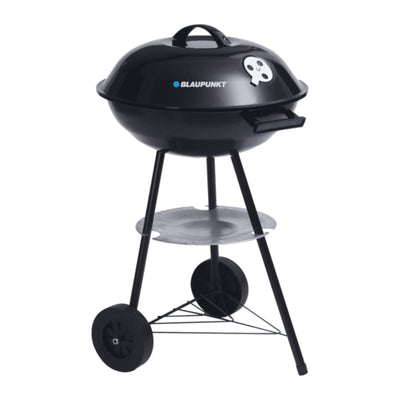 Blaupunkt GC301 Houtskool Grill op Wielen Ronde Barbecue Stand Barbecue Trolley met Lagere Plank Tuin Barbecue 41cm Diameter BBQ