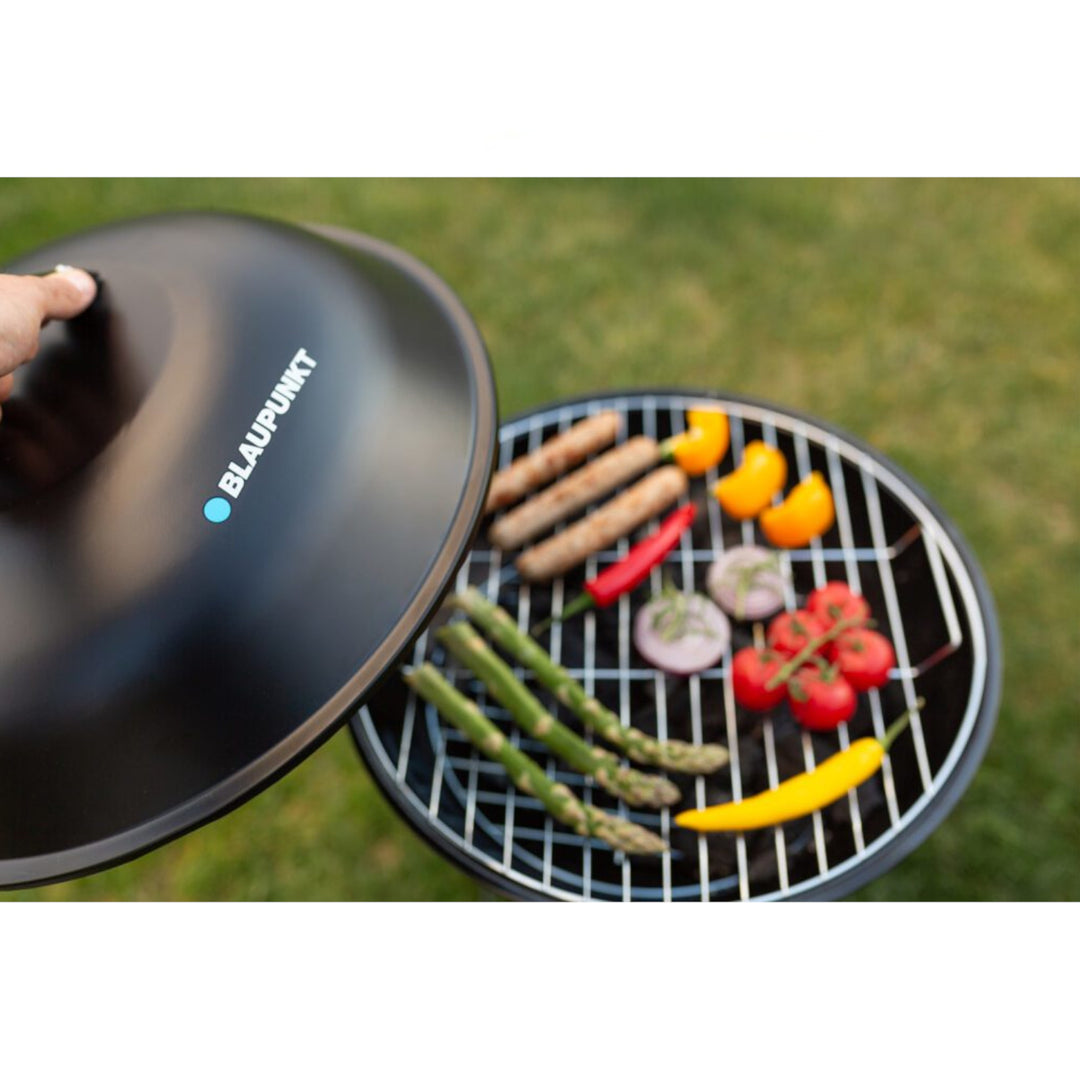 Blaupunkt GC401 Charcoal Grill on Wheels Round Barbecue Stand Barbecue Barbecue Trolley with Lower Shelf Garden Barbecue 41cm Diameter BBQ