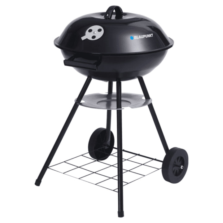 Blaupunkt GC401 Charcoal Grill on Wheels Round Barbecue Stand Barbecue Barbecue Trolley with Lower Shelf Garden Barbecue 41cm Diameter BBQ