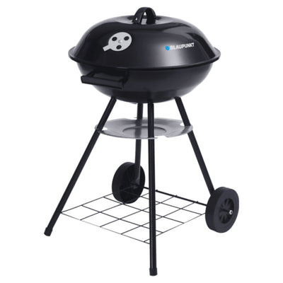 Blaupunkt GC401 Charbon Grill on Wheels Round Barbecue Stand Barbecue Barbecue Trolley avec Lower Shelf Garden Barbecue 41cm Diamètre BBQ