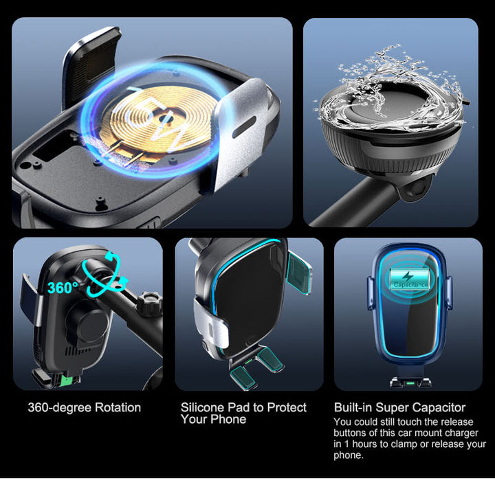 Qi Induktionsladegerät Autohalterung Handyhalterung Autoladegerät Ladegerät für Handys 4,7-6,7" eingebauter Kondensator Drahtloses/induktives Qi-Ladegerät 15W 10W 7.5W
