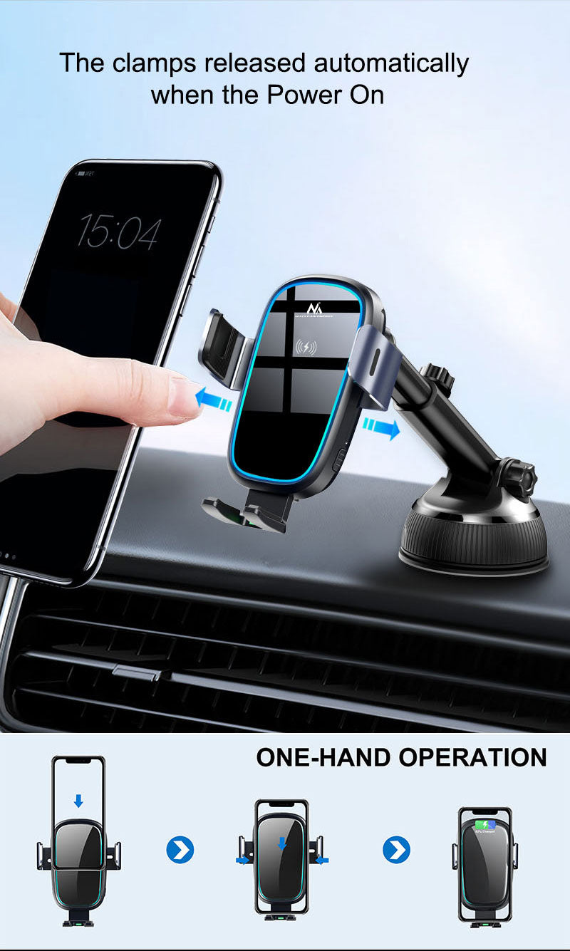 Maclean MCE129 Car Phone Holder Mount with Qi Wireless Inductive Charger Automatic Dashboard Windshield Airvent Desk 4in1