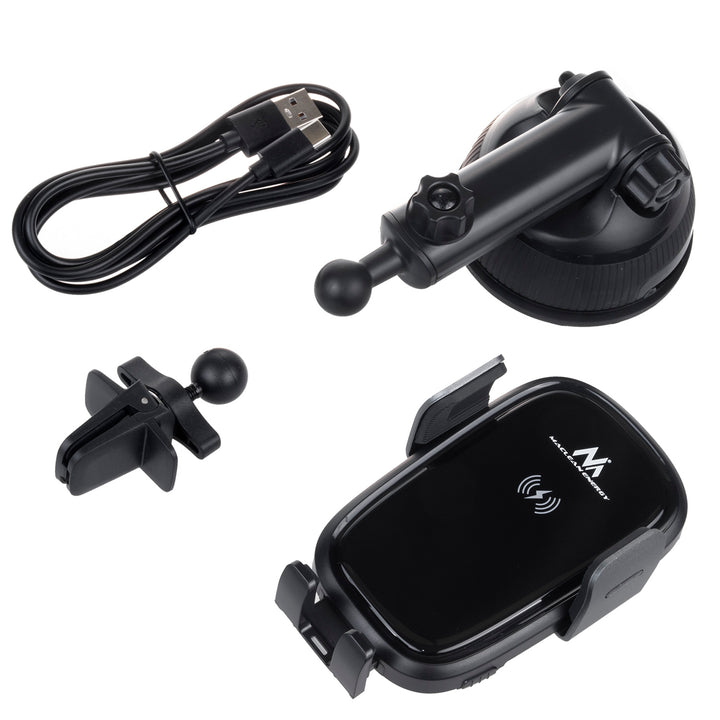 Support de voiture avec chargeur sans fil/inductif Qi Maclean, 5W/7,5W/10W/15W, automatique, convient aux téléphones 4,7-6,7", condensateur intégré, MCE129