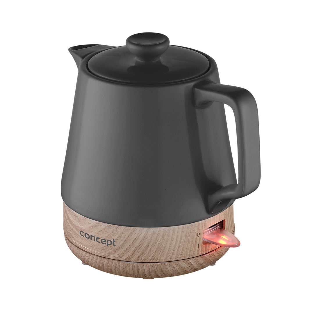 CONCEPT RK0061 UK Electric Ceramic Kettle Anthracite Wood Design Nordic Style 1200W Tea Pot Cordless