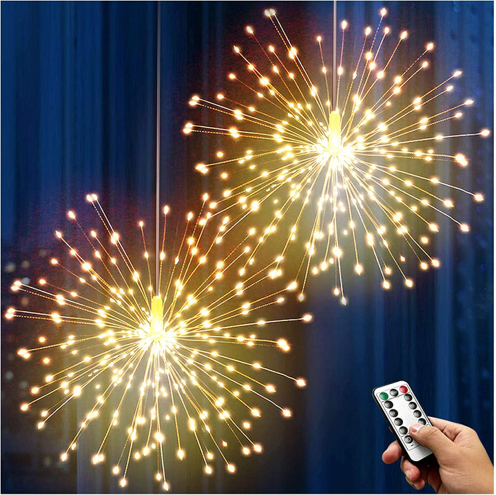 3D LED Stern Feuerwerk hängend LED Licht dekorative hängende Starburst Lampe 4xAA 8 Modi IP44 4xAA warmweiß mit Fernbedienung