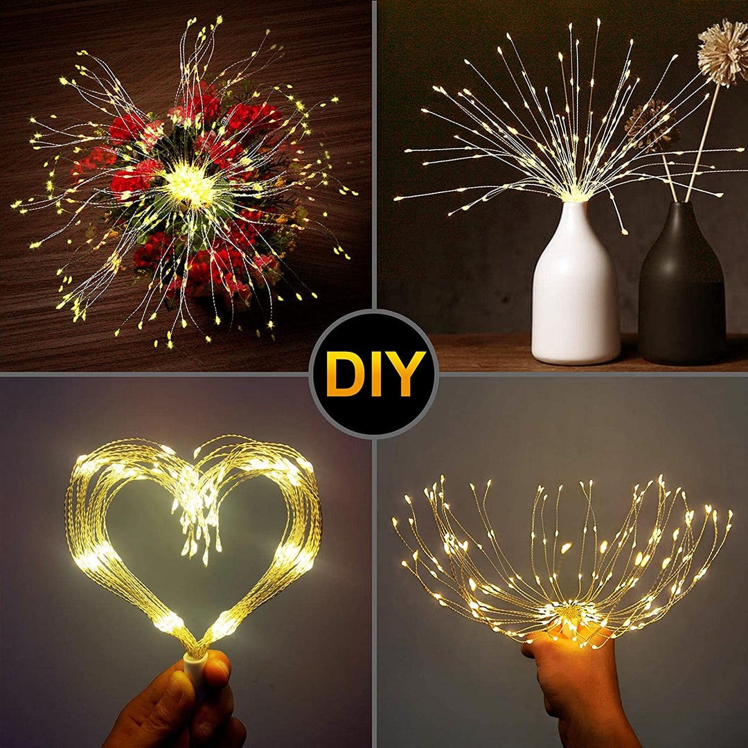 3D LED Stern Feuerwerk hängend LED Licht dekorative hängende Starburst Lampe 4xAA 8 Modi IP44 4xAA warmweiß mit Fernbedienung