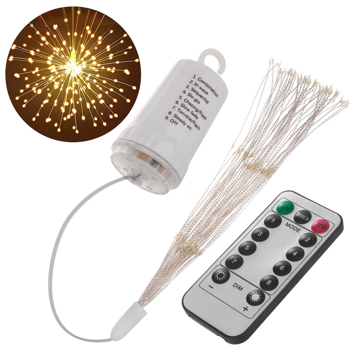 3D LED Stern Feuerwerk hängend LED Licht dekorative hängende Starburst Lampe 4xAA 8 Modi IP44 4xAA warmweiß mit Fernbedienung