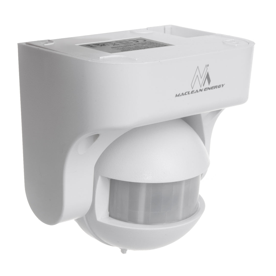 Maclean MCE358 W Occupancy PIR Motion Sensor Dusk-to-Dawn Infrared Detector IP44, White, Range 12m, Angle 180°, max load 800 / 1200W,