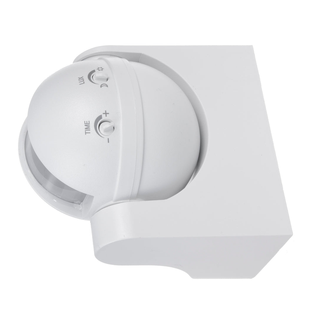 Maclean MCE358 W Occupancy PIR Motion Sensor Dusk-to-Dawn Infrared Detector IP44, White, Range 12m, Angle 180°, max load 800 / 1200W,